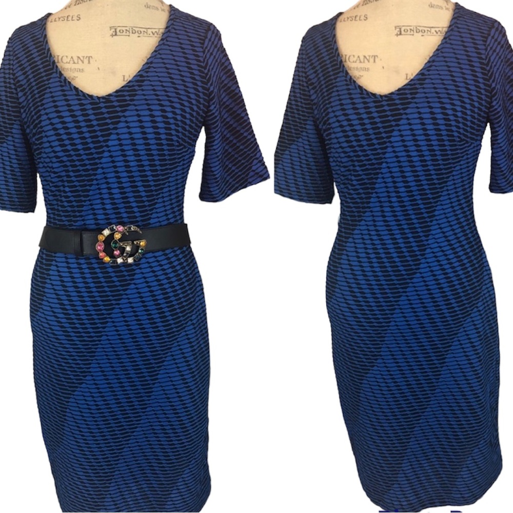 NWT NY COLLECTION  BLUE/BLACK DRESS 👗 - Picture 2 of 9